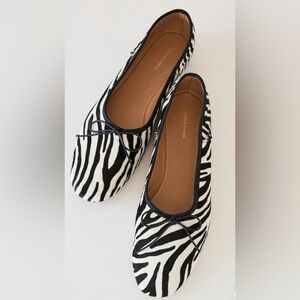 Mansur Gavriel Dream Zebra Print Ballerina Flats - NWT